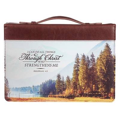 Picture of Bible Cover Medium Brown I Can Do All Things Scene Philippians 4