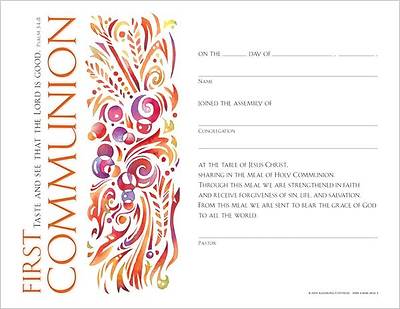 Picture of Certificate First Communion Package of 12 Package of 12