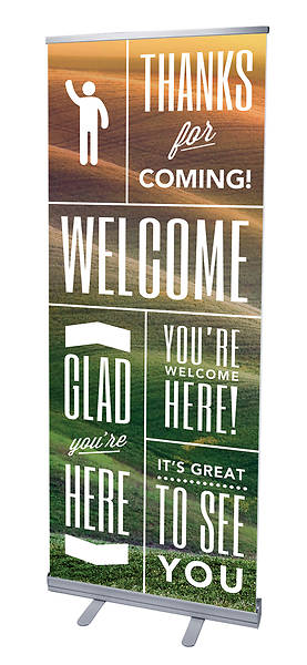 Picture of Phrases Welcome RollUp Banner with Stand