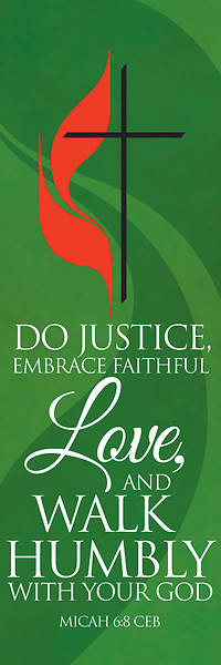 Picture of Cross and Flame Do Justice 18" x 5' Banner
