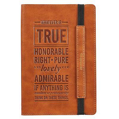 Picture of Journals Lux-Leather Bullet Elastic Closure Whatever Is True Brown