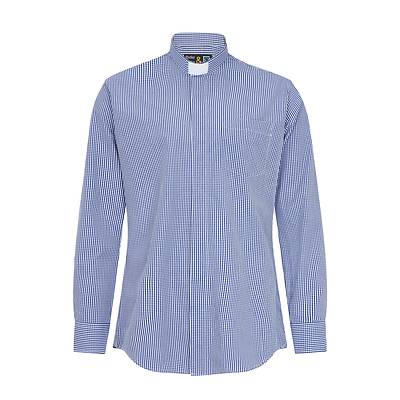 Picture of Fair Trade Men's Cotton Long Sleeve Light Blue Gingham Tailored Shirt 14 1/2"