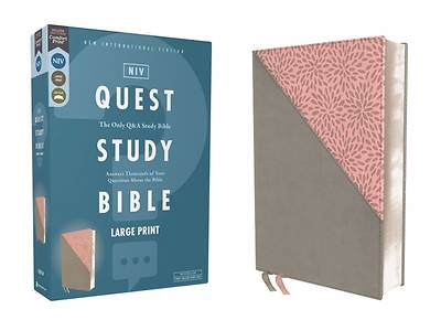 Picture of Niv, Quest Study Bible, Large Print, Leathersoft, Gray/Pink, Comfort Print