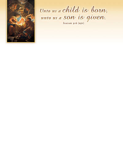 Picture of Christmas Unto Us a Child is Born Letterhead