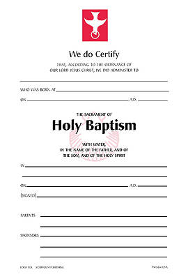 Picture of Baptism Certificate [Package of 25 w/ Envelope]