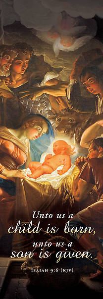 Picture of Banner Christmas Unto Us a Child is Born 2 x 6 Vinyl