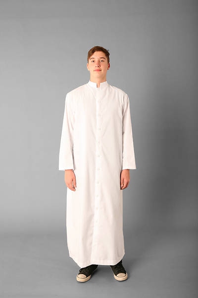 Picture of Abbey Brand Style 215 Button Front Acolyte Cassock White - 16