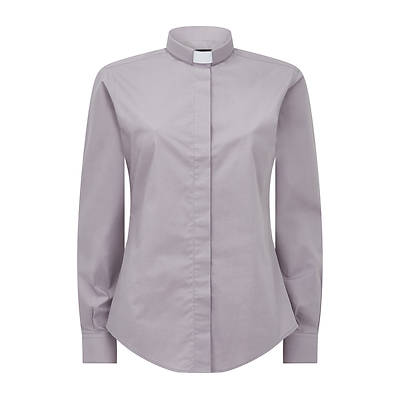 Picture of Fair Trade Women's Cotton Light Grey Long Sleeve Tab Collar Clergy Shirt