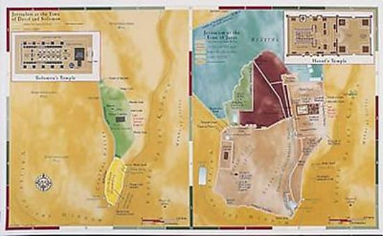 Picture of Abingdon Bible Land Map--Jerusalem, Old Testament/New Testament Comparison