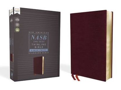 Picture of Nasb, Thinline Bible, Large Print, Bonded Leather, Burgundy, Red Letter Edition, 1995 Text, Comfort Print