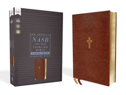 Picture of Nasb, Thinline Bible, Large Print, Leathersoft, Brown, Red Letter Edition, 1995 Text, Comfort Print