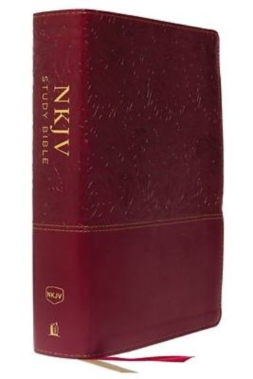 Picture of NKJV Study Bible, Leathersoft, Red, Full-Color, Thumb Indexed, Comfort Print