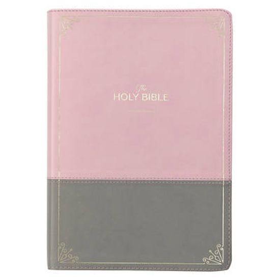 Picture of KJV Super Giant Print Bible Two-Tone Pink/Gray Faux Leather