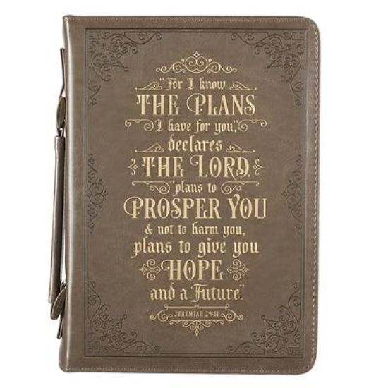 Picture of Bible Cover Medium Taupe I Know the Plans Jeremiah 29