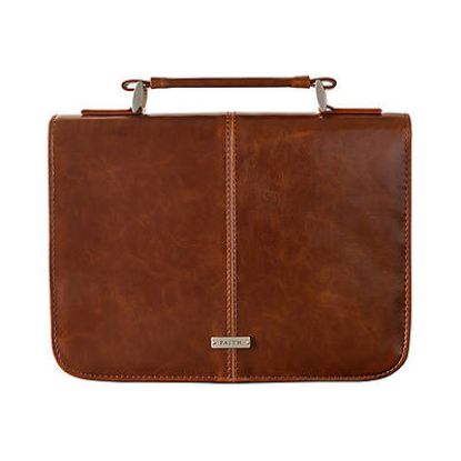 Picture of Brown LL Bible Cover Faith Badge Med
