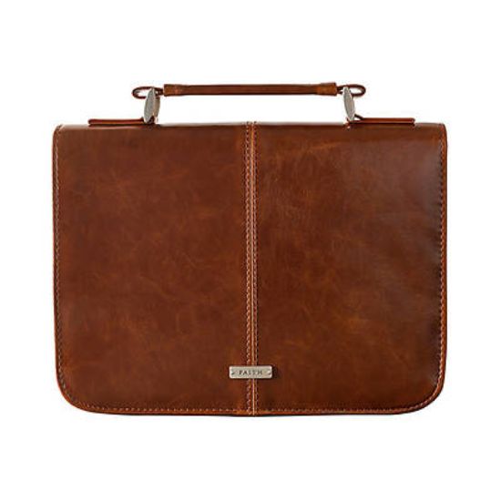 Picture of Brown LL Bible Cover Faith Badge Med