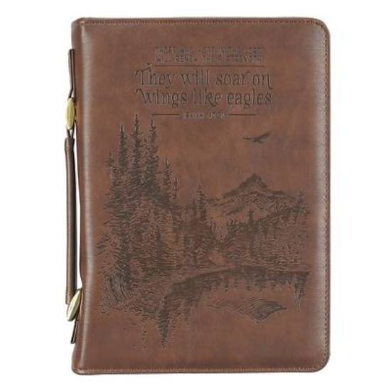 Picture of Bible Cover Medium Brown Wings Like Eagles Isaiah 40