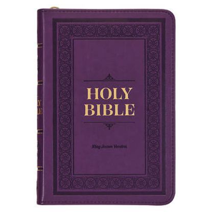 Picture of KJV Holy Bible, Compact Faux Leather Red Letter Edition - Ribbon Marker, King James Version, Purple, Zipper Closure