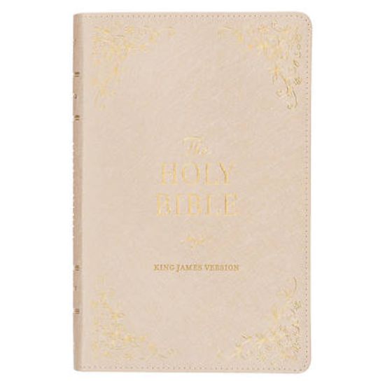 Picture of KJV Holy Bible, Standard Size Faux Leather Red Letter Edition Thumb Index, Ribbon Marker, King James Version, Pearlescent Taupe