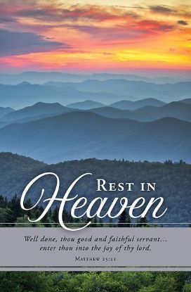 Picture of Rest in Heaven Well Done Good & Faithful Funeral Bulletin Regular
