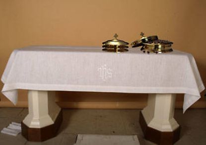 Picture of Embroidered Linen-Look IHS  Table Cover  50x80