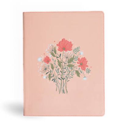 Picture of CSB Illustrator's Notetaking Bible, Large Print Edition, Peach Bouquet Leathertouch
