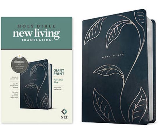 Picture of NLT Personal Size Giant Print Bible, Filament Enabled (Leatherlike, Navy Vines, Red Letter)