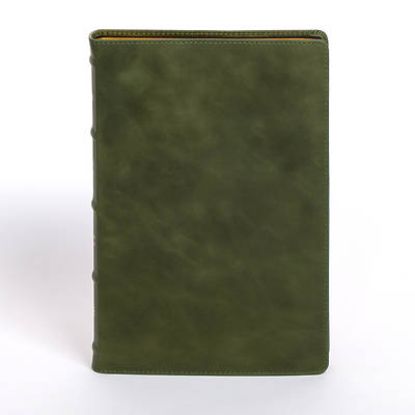 Picture of NASB Large Print Thinline Bible, Holman Handcrafted Edition, Marbled Olive Premium Calfskin