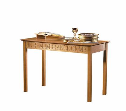 Picture of Medium Engraved Communion Table - Pecan Stain