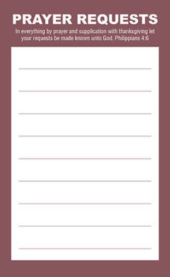Picture of Prayer Request Card - Burgundy (Package of 50)
