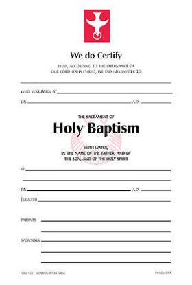 Picture of Baptism Certificate [Package of 25 w/ Envelope]