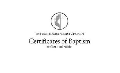 Picture of United Methodist Youth & Adult Baptism Flat Certificate (Pkg of 26)
