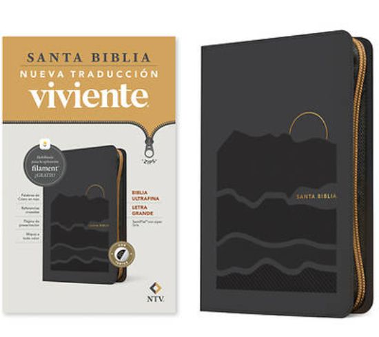 Picture of Biblia Ultrafina Ntv, Letra Grande de Zíper Con Filament (Sentipiel, Gris, Índice, Letra Roja)