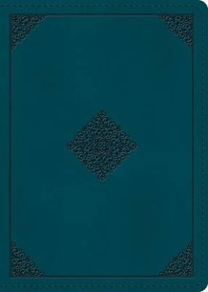 Picture of ESV Large Print Personal Size Bible, Red Letter (Trutone, Deep Teal, Ornament Design)