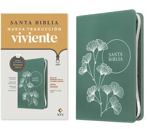 Picture of Biblia de Referencia En La Columna Central Ntv, Letra Grande de Zíper Con Filament (Sentipiel, Verde, Letra Roja)