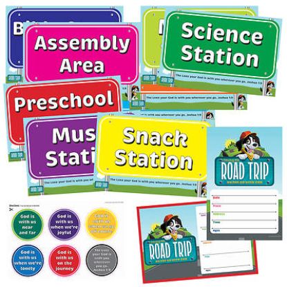 Picture of VBS 2025 Road Trip Activity Center Signs & Publicity Pack