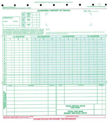 Picture of Quarterly Report of Giving (Pkg of 100)