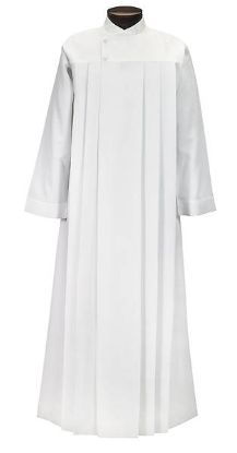 Picture of Mens Wrap Around Style Alb with Front Pleats White Medium