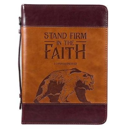 Picture of Bible Cover Medium Brown Stand Firm in Faith 1 Corinthians 16