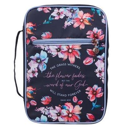 Picture of Bible Cover Medium Navy the Grass Withers Isaiah 40