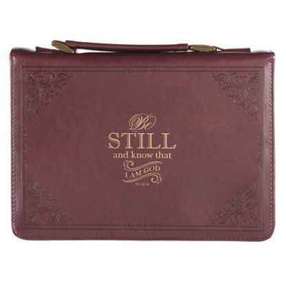 Picture of Bible Cover Medium Red Be Still Psalm 46