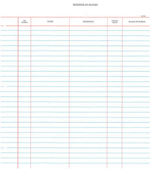 Picture of Westminster Church Register Binder Sheets  Deaths